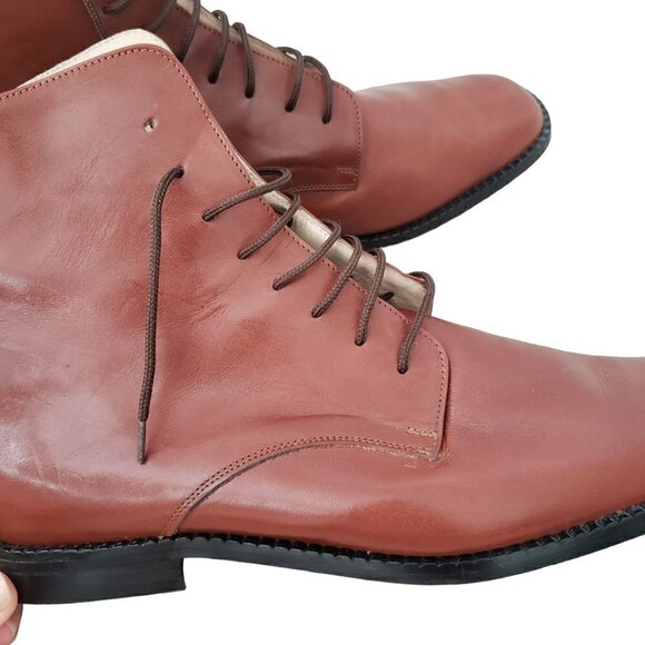 NEW Italian Hand Crafted Leather Lace Up High Top Dressy Chukka Boots - Picture 8 of 14